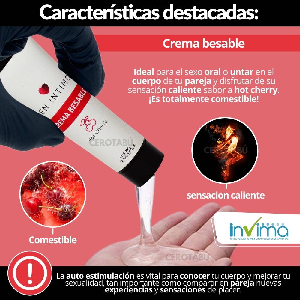 Crema Comestible Besable Hot Cherry Senintimo Para Sexo Oral 30ml
